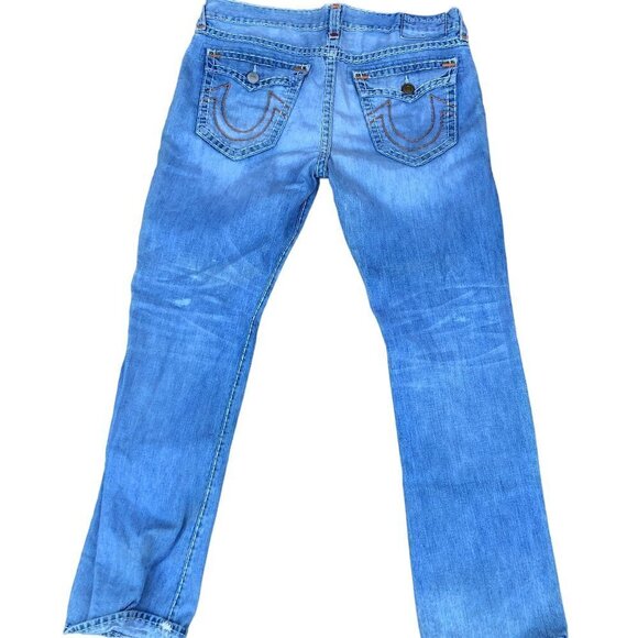 Rare True Religion Jeans Size 40 RICKY FLAP T Orange Stitch - Picture 7 of 13